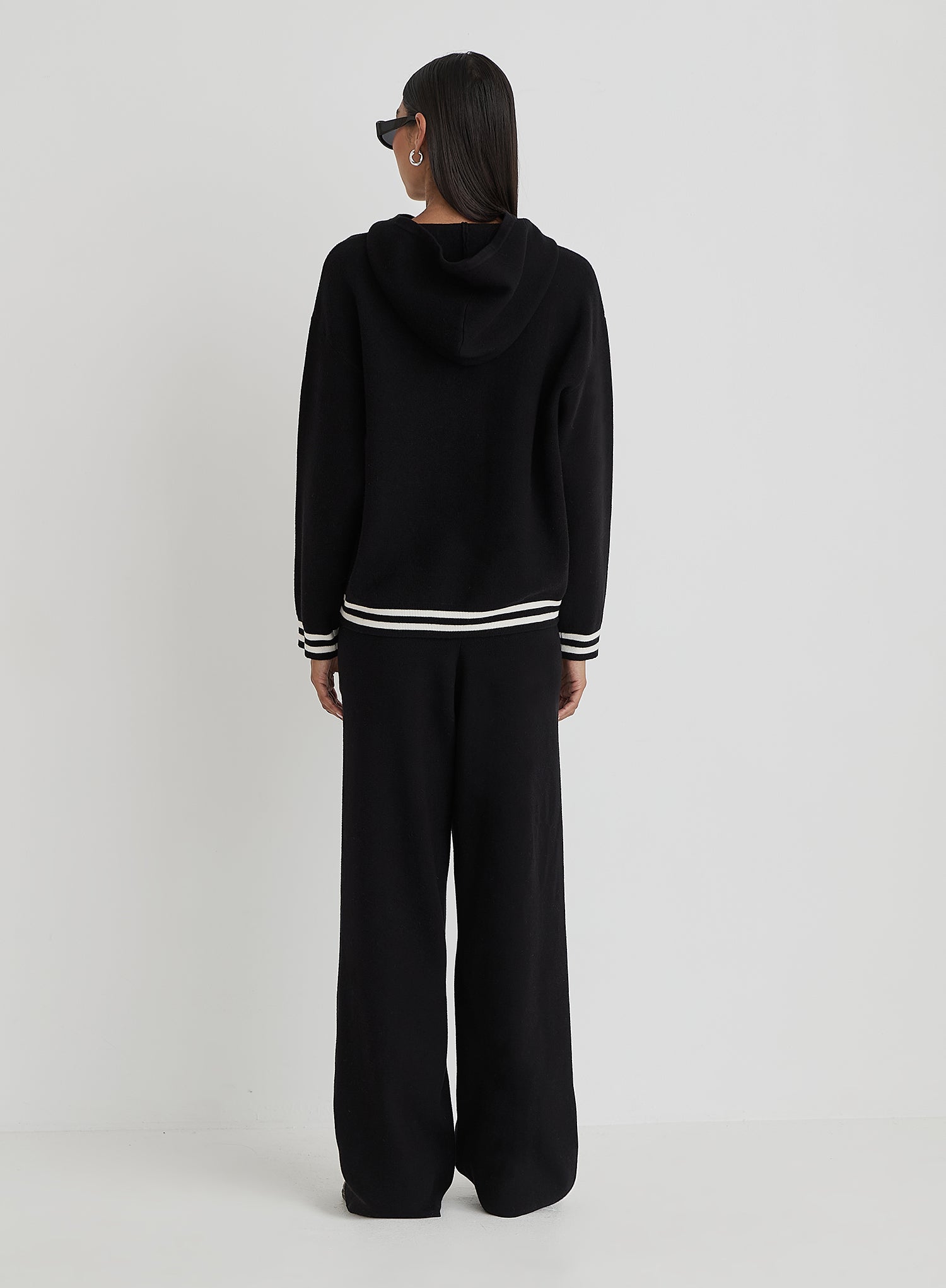 Black Knitted Wide Leg Trouser